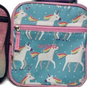 Pottery Barn Kids Lunchbox Embroidered "Avery" Personalized Unicorn Glitter